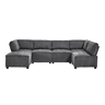 Sofá modular de 6 lugares, 308 cm - Veludo cotelê, ergonómico, com arrumação, convertível em ULsofá-cama, estrutura em madeira e metal, fácil montagem - Cinza