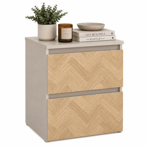 Mesa de Cabeceira 2 Gavetas Bidasoa CashmereHerringbone 40x36x48 cm Mesa Auxiliar para Quarto com Arrumação e Design Têxtil Mesa de Cabeceira 2 Gavetas Bidasoa CashmereHerringbone 40x36x48 cm Mesa Auxiliar para Quarto com Arrumação e Design Têxtil