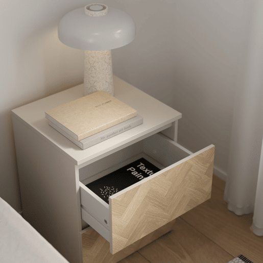 Mesa de Cabeceira 2 Gavetas Bidasoa CashmereHerringbone 40x36x48 cm Mesa Auxiliar para Quarto com Arrumação e Design Têxtil Mesa de Cabeceira 2 Gavetas Bidasoa CashmereHerringbone 40x36x48 cm Mesa Auxiliar para Quarto com Arrumação e Design Têxtil
