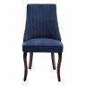 Cadeira de sala de jantar 2 unidades - Estofada em chenille com encosto canalizado e pernas de madeira curvadas - Azul