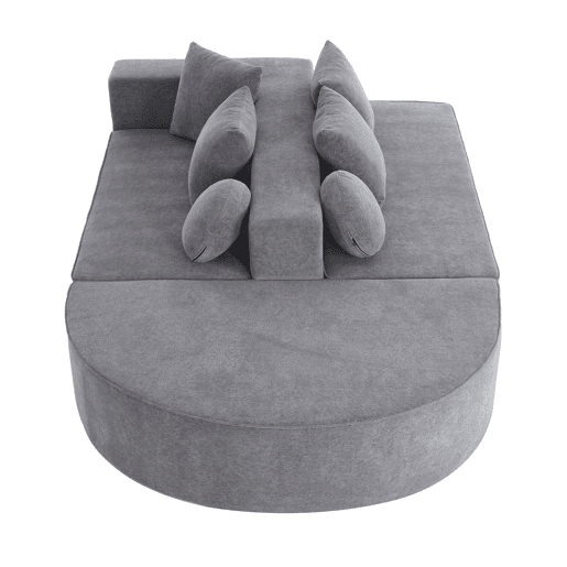 Sofá modular de 5 lugares - moderno, sem montagem, chenille confortável - cinza