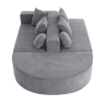 Sofá modular de 5 lugares - moderno, sem montagem, chenille confortável - cinza