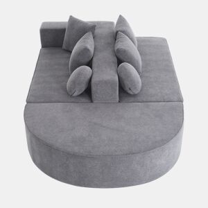 Sofá modular de 5 lugares - moderno, sem montagem, chenille confortável - cinza