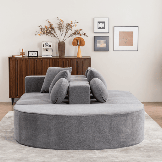 Sofá modular de 5 lugares - moderno, sem montagem, chenille confortável - cinza