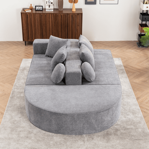 Sofá modular de 5 lugares - moderno, sem montagem, chenille confortável - cinza