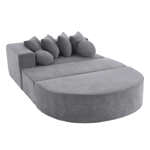 Sofá modular de 5 lugares - moderno, sem montagem, chenille confortável - cinza