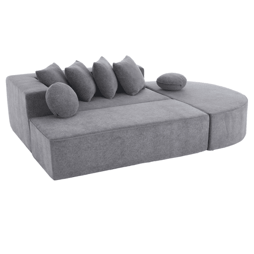 Sofá modular de 5 lugares - moderno, sem montagem, chenille confortável - cinza