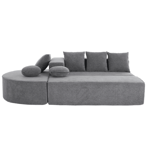 Sofá modular de 5 lugares - moderno, sem montagem, chenille confortável - cinza