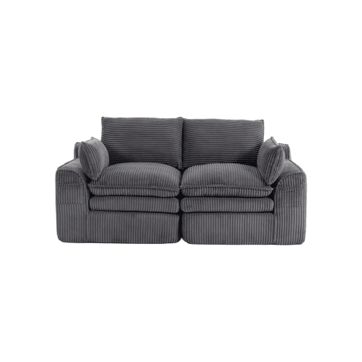 Sofá modular de veludo cotelê de 2 lugares - almofadas, bolsos laterais duplos, espuma de 3 camadas + núcleo de molas, recuperação rápida - cinzento escuro Sofá modular de veludo cotelê de 2 lugares - almofadas, bolsos laterais duplos, espuma de 3 camadas + núcleo de molas, recuperação rápida - cinzento escuro
