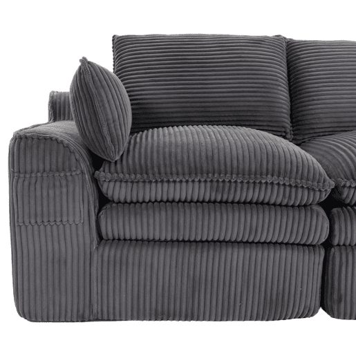 Sofá modular de veludo cotelê de 2 lugares - almofadas, bolsos laterais duplos, espuma de 3 camadas + núcleo de molas, recuperação rápida - cinzento escuro Sofá modular de veludo cotelê de 2 lugares - almofadas, bolsos laterais duplos, espuma de 3 camadas + núcleo de molas, recuperação rápida - cinzento escuro