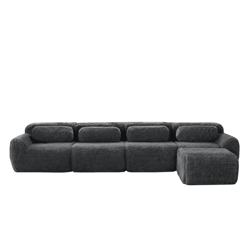 Sofá modular em L para 4 pessoas - sem montagem, chaise longue - cinzento Sofá modular em L para 4 pessoas - sem montagem, chaise longue - cinzento