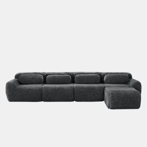 Sofá modular em L para 4 pessoas - sem montagem, chaise longue - cinzento