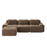 Sofá modular L 3 lugares - Veludo cotelê, chaise longue, montagem sem ferramentas - Castanho