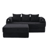 Sofá modular de 3 lugares - Modular, com almofadas confortáveis, estrutura em metal e bolso lateral - Preto