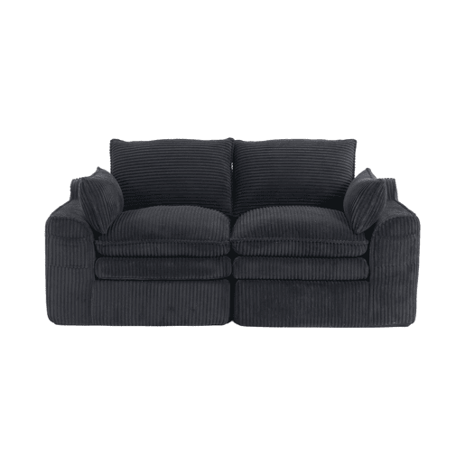 Sofá modular de veludo cotelê de 2 lugares - almofadas incluídas, bolsos laterais de dois tamanhos, espuma de 3 camadas + núcleo de molas, recuperação rápida, sala de estar e escritório - preto Sofá modular de veludo cotelê de 2 lugares - almofadas incluídas, bolsos laterais de dois tamanhos, espuma de 3 camadas + núcleo de molas, recuperação rápida, sala de estar e escritório - preto