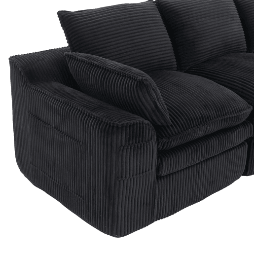 Sofá modular de veludo cotelê de 2 lugares - almofadas incluídas, bolsos laterais de dois tamanhos, espuma de 3 camadas + núcleo de molas, recuperação rápida, sala de estar e escritório - preto Sofá modular de veludo cotelê de 2 lugares - almofadas incluídas, bolsos laterais de dois tamanhos, espuma de 3 camadas + núcleo de molas, recuperação rápida, sala de estar e escritório - preto