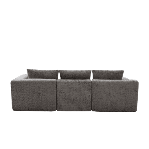 Sofá modular de canto 261×165 cm - em forma de L, assento profundo, sem montagem, com porta-copos - cinzento escuro