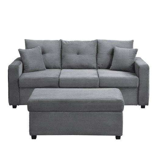 Sofá modular L 3 lugares + otomano grande - LED, assento nuvem, modular, alta resistência - Cinza Antigo Sofá modular L 3 lugares + otomano grande - LED, assento nuvem, modular, alta resistência - Cinza Antigo