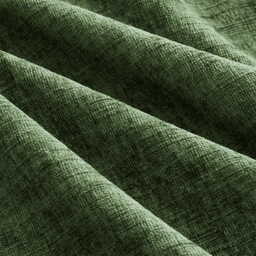 Sofá modular em L - conversível de 3 lugares, com pufe e 4 almofadas de chenille - verde Sofá modular em L - conversível de 3 lugares, com pufe e 4 almofadas de chenille - verde