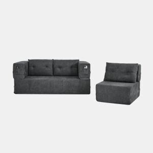 Sofá modular «Nube» - sofá-cama dobrável que não requer montagem, transformável em cama de hóspedes e sofá de chão com bolsos laterais - Cinza escuro