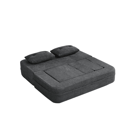 Sofá modular «Nube» - sofá-cama dobrável que não requer montagem, transformável em cama de hóspedes e sofá de chão com bolsos laterais - Cinza escuro Sofá modular «Nube» - sofá-cama dobrável que não requer montagem, transformável em cama de hóspedes e sofá de chão com bolsos laterais - Cinza escuro