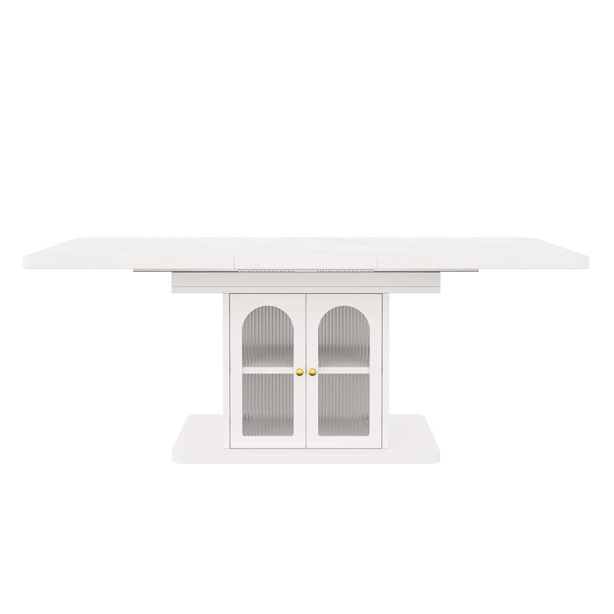 mesa de comedor extensible 150200 x 80 cm - con almacenamiento tablero grueso iluminacion led estilo escandinavo - blanco  marmol