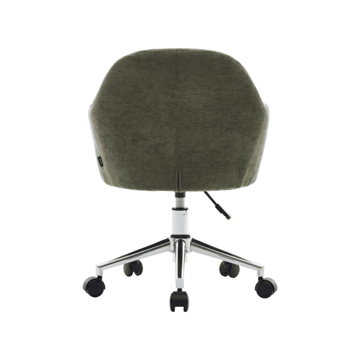 Cadeira de secretária infantil com rodas ajustável em tecido chenille Verde caqui - 52x48x74 cm Cadeira de secretária infantil com rodas ajustável em tecido chenille Verde caqui - 52x48x74 cm
