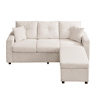 Sofá modular de 3 lugares - com LED e assento tipo nuvem, chaise longue removível - Bege