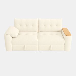 Sofá de 2 lugares - modular, com arrumação, apoio para a cabeça e mesa auxiliar integrada - Bege
