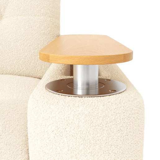 Sofá de 2 lugares - modular, com arrumação, apoio para a cabeça e mesa auxiliar integrada - Bege Sofá de 2 lugares - modular, com arrumação, apoio para a cabeça e mesa auxiliar integrada - Bege