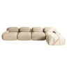 Sofá de canto para 4 pessoas - 32D almofadado de alta elasticidade, antiderrapante, com chaise longue, braços extra largos, combinável, sem montagem - Bege