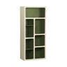 Estante de biblioteca orgânica decoração madeira bicolor 8 compartimentos Verde caqui - 80x40x180 cm