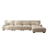 Sofá modular em L - 4 lugares, chaise longue removível, combinação DIY, chenille confortável - Castanho claro