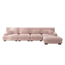 Sofá modular em L - 4 lugares, chaise longue removível, combinação DIY, chenille confortável - Rosa