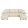 Sofá modular em U de 280 cm - Chenille, 2 lugares com 2 chaise longues, baú de arrumação e almofadas - Bege