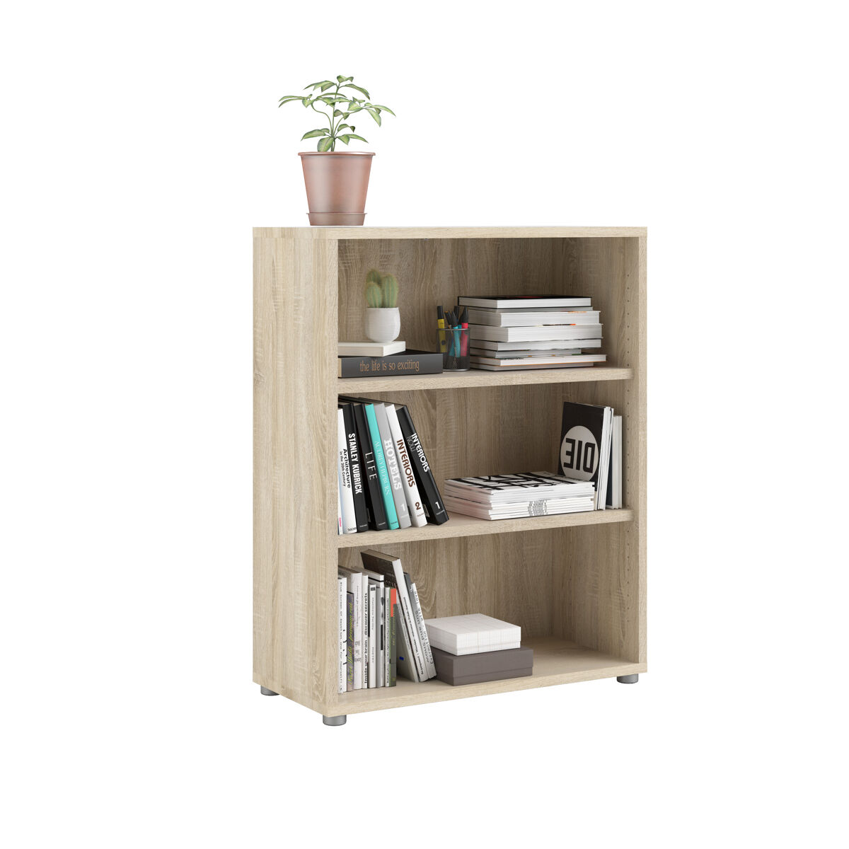 Librería ter roble patinado 90x41x114 cm / librería con 2 estantes abiertos para salón, despacho o estudio