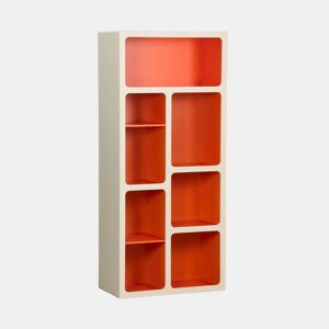Estante de biblioteca orgânica decoração madeira bicolor 8 compartimentos Laranja - 80x40x180 cm