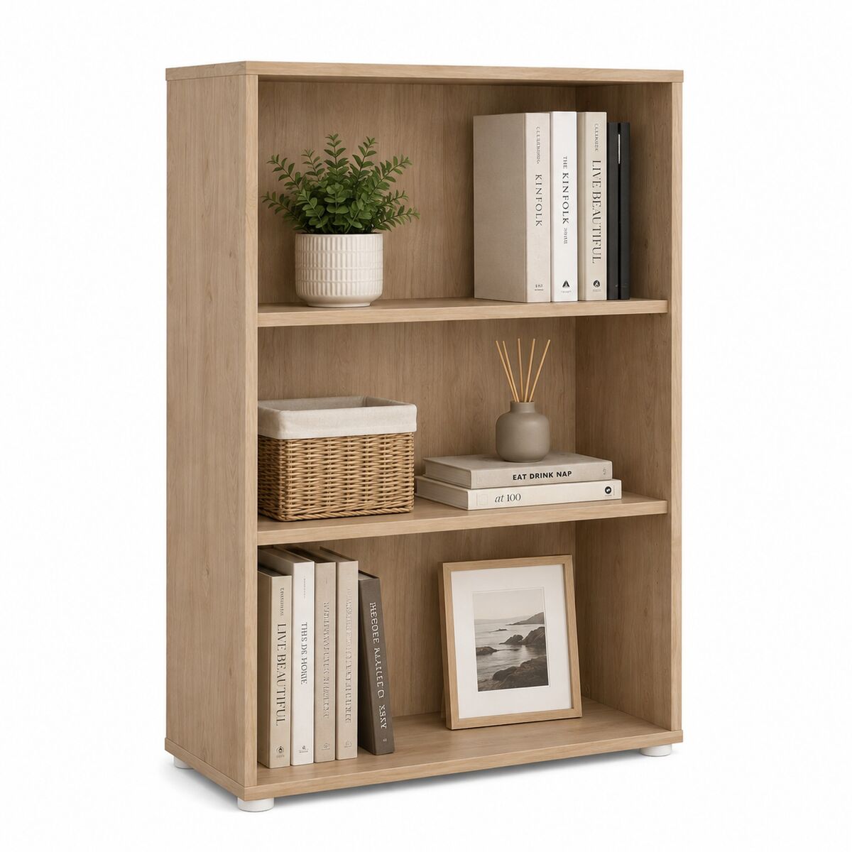 Librería baja pisuerga jackson hickory 80x35x124 cm / estantería baja para salón, despacho o dormitorio con diseño moderno