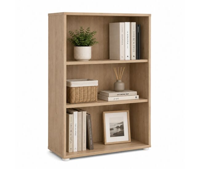 Librería baja pisuerga jackson hickory 80x35x124 cm / estantería baja para salón, despacho o dormitorio con diseño moderno