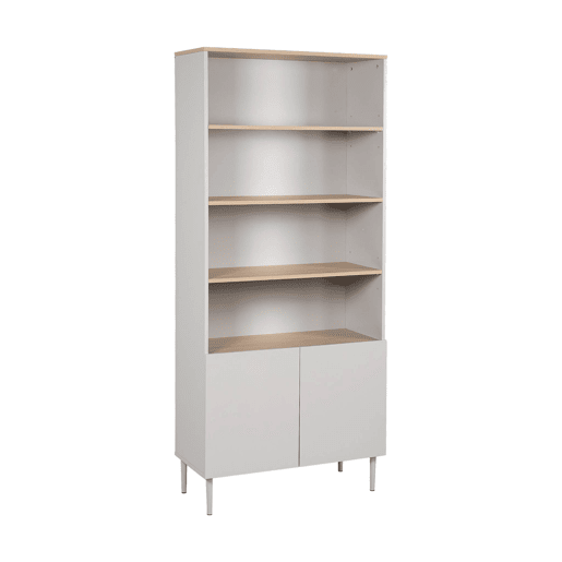 Estante, biblioteca de metal e decoração de madeira com 6 níveis Bege - 80x35x180 cm Estante, biblioteca de metal e decoração de madeira com 6 níveis Bege - 80x35x180 cm