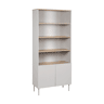 Estante, biblioteca de metal e decoração de madeira com 6 nÃveis Bege - 80x35x180 cm