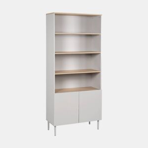 Estante, biblioteca de metal e decoração de madeira com 6 nÃveis Bege - 80x35x180 cm