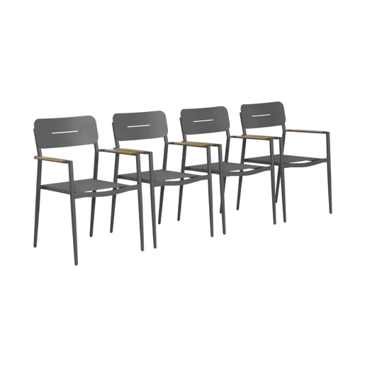 Cadeira de jardim em alumÃnio e textilene, set de 4 Antracite - 58x56x86 cm Cadeira de jardim em alumÃnio e textilene, set de 4 Antracite - 58x56x86 cm