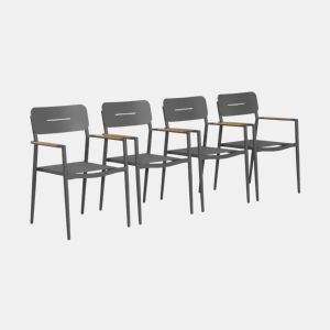 Cadeira de jardim em alumínio e textilene, set de 4 Antracite - 58x56x86 cm