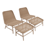 Cadeira reclinável em alumínio e corda com apoio para os pés, set de 2 Bege - 66x76x74 cm