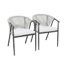 Cadeiras de jardim empilhável em aço e corda, set de 2 Bege - 56.5x58x77 cm