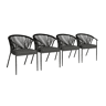 Cadeira empilhável em aço e cordas, set de 4 Preto - 56.5x58x77 cm