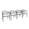 Cadeira empilhável em aço e cordas, set de 4 Bege - 56.5x58x77 cm