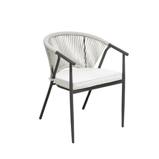 Cadeira empilhável em aço e cordas, set de 4 Bege - 56.5x58x77 cm