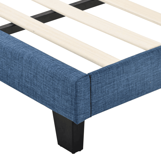 Cama estofada 140x200 cm - cabeceira almofadada, base incluída, linho, firmeza média - Azul Cama estofada 140x200 cm - cabeceira almofadada, base incluída, linho, firmeza média - Azul